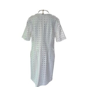 Banana Republic Petite White Scalloped‎ Eyelet Sheath Dress Size 8
